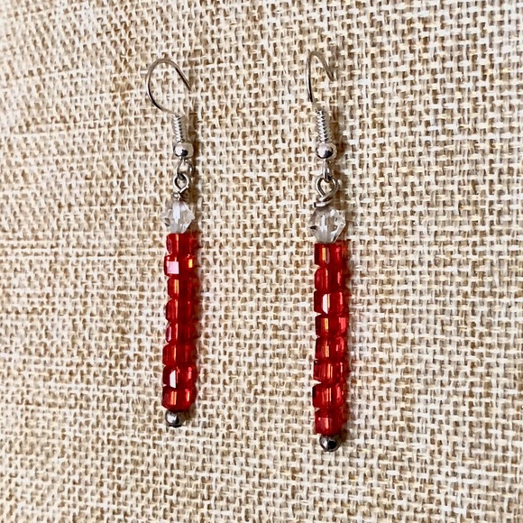 Jewelry - ❤️ 5 for $15 Red and Silver Color Hanging Earrings